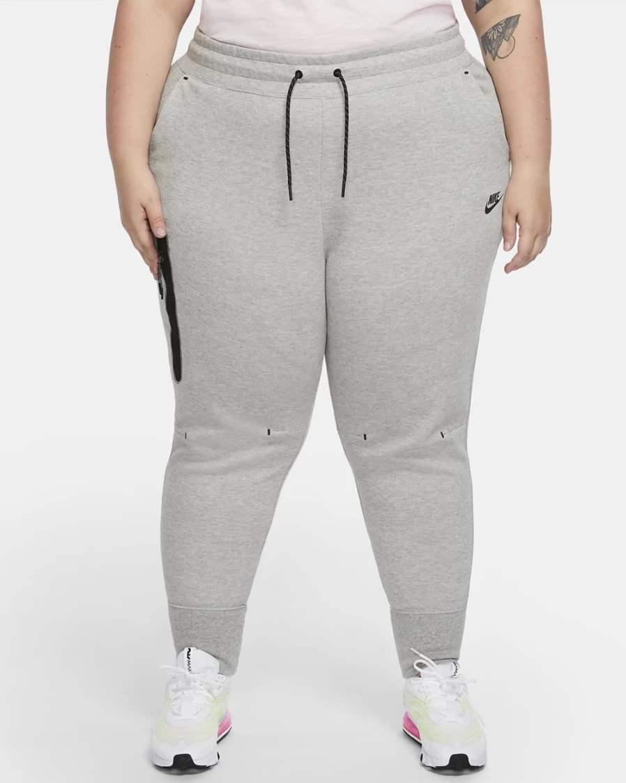 Nike Women's Plus Size Tech Fleece Jogger Pants in Dark Grey Heather/Black - Sportswear Comfort & Style