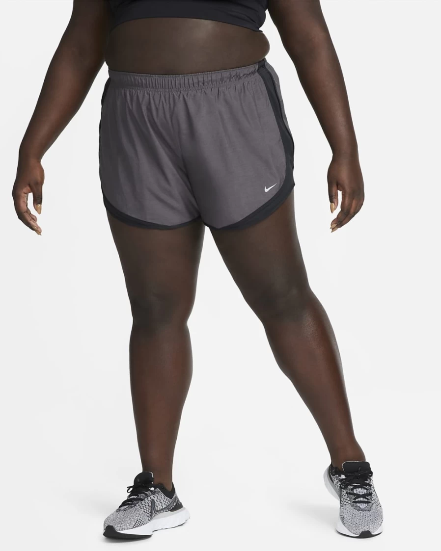Nike Women's Plus Size Tempo Running Shorts - Black Heather, Black, Wolf Grey - Lightweight & Breathable