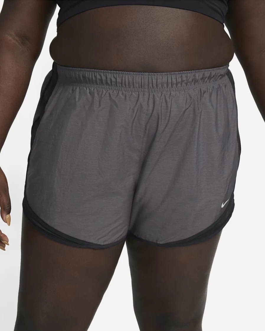 Nike Women's Plus Size Tempo Running Shorts - Black Heather, Black, Wolf Grey - Lightweight & Breathable