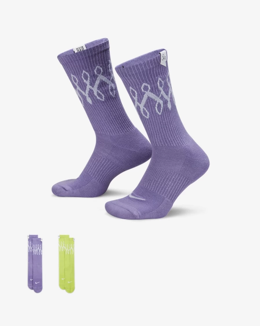 Nike Multi-Color Cushioned Crew Socks (2 Pairs) - Serena Williams Design for Men & Women