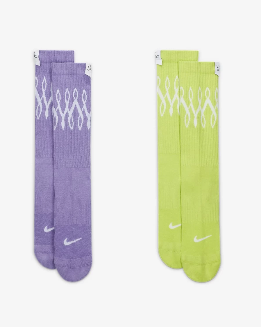 Nike Multi-Color Cushioned Crew Socks (2 Pairs) - Serena Williams Design for Men & Women