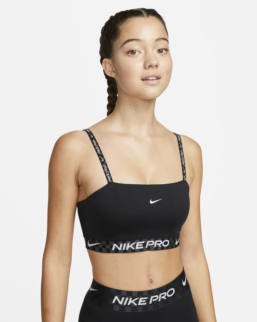Nike Pro Indy Women's Light-Support Padded Sports Bra - Black, Anthracite, White Bandeau for Active Wear