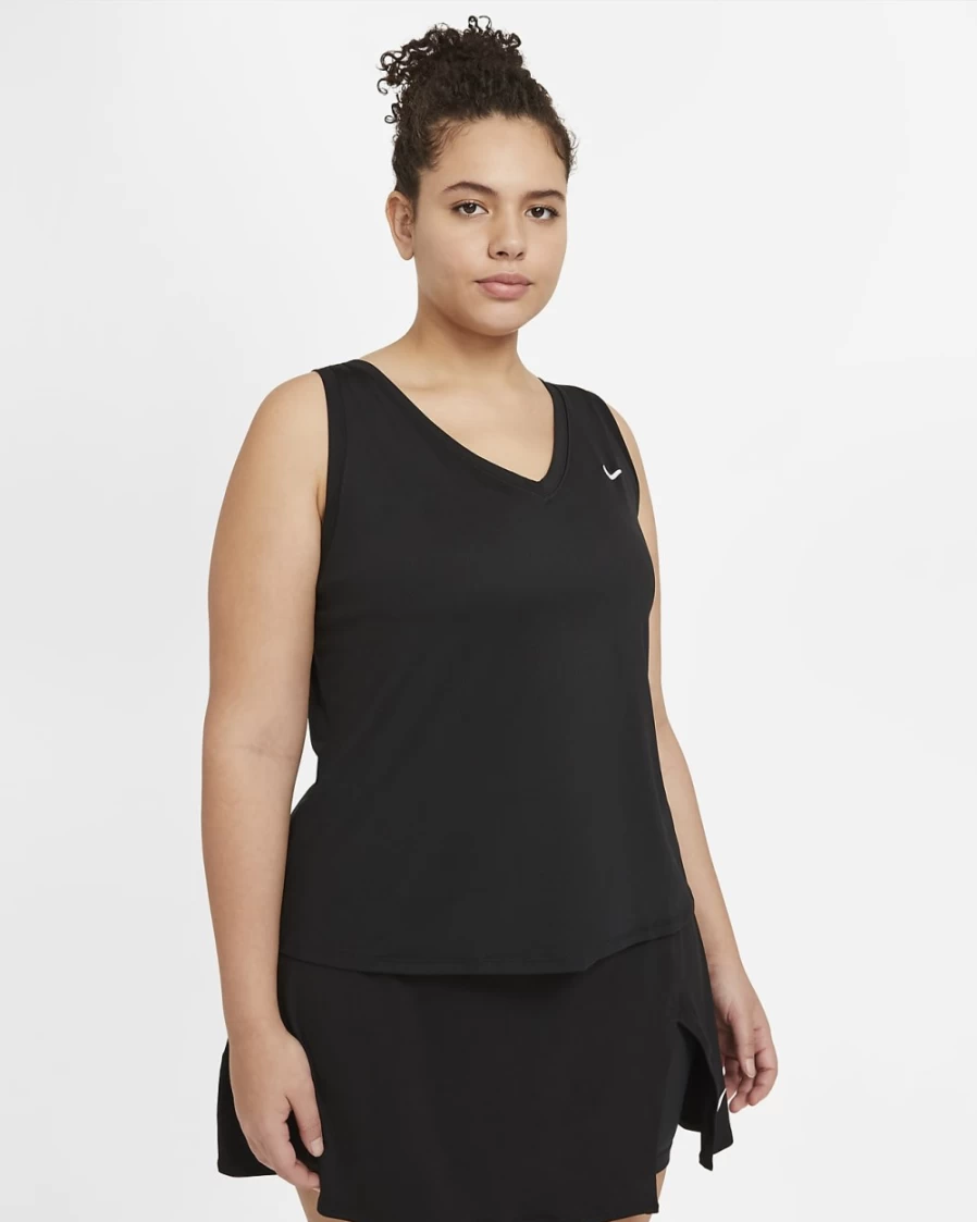 NikeCourt Victory Women's Plus Size Tennis Tank Top - Black/White