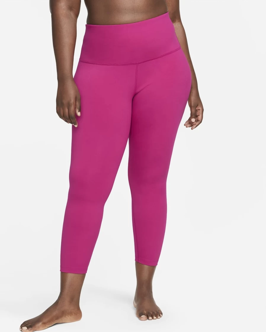 Nike Women's Plus Size High-Waisted 7/8 Yoga Leggings in Dynamic Berry/Iron Grey
