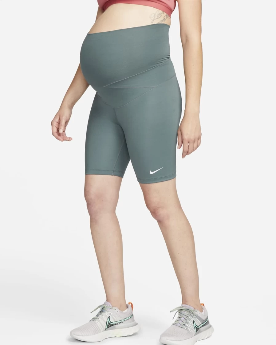 Nike Women's Hasta/White Maternity Biker Shorts - 7" Workout Shorts for Pregnancy