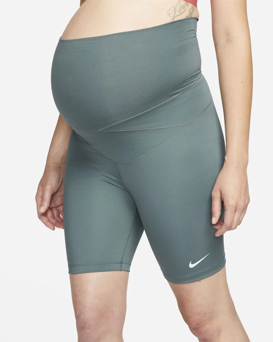 Nike Women's Hasta/White Maternity Biker Shorts - 7" Workout Shorts for Pregnancy
