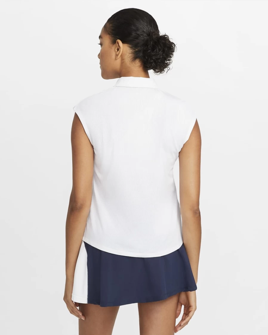 NikeCourt Victory Women's Tennis Polo Shirt - White/Black Athletic Top for Women
