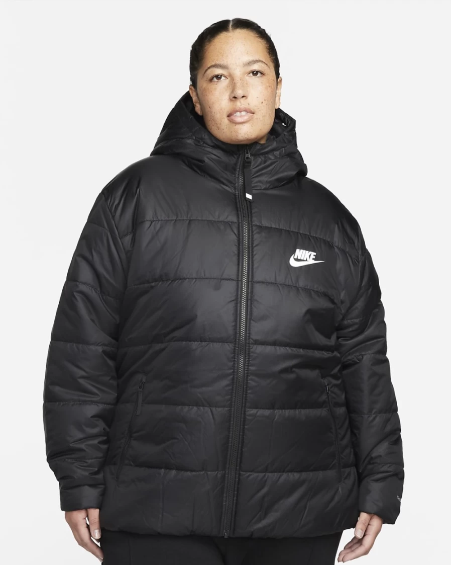 Nike Therma-FIT Repel Waterproof Women's Plus Size Jacket - Black/White | Windproof Winter Running Coat