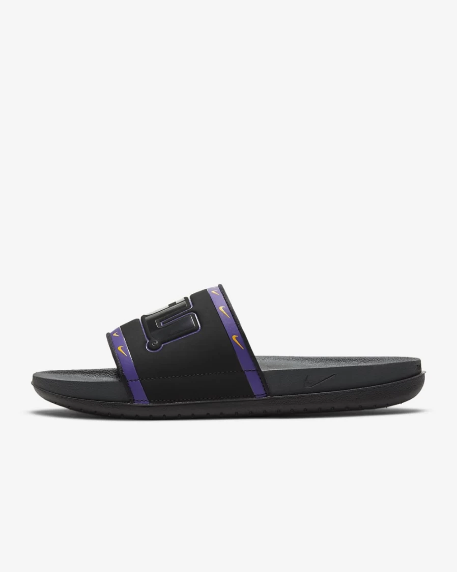Nike Offcourt LSU Slide Sandals for Men & Women - Black, Court Purple, University Gold, Anthracite