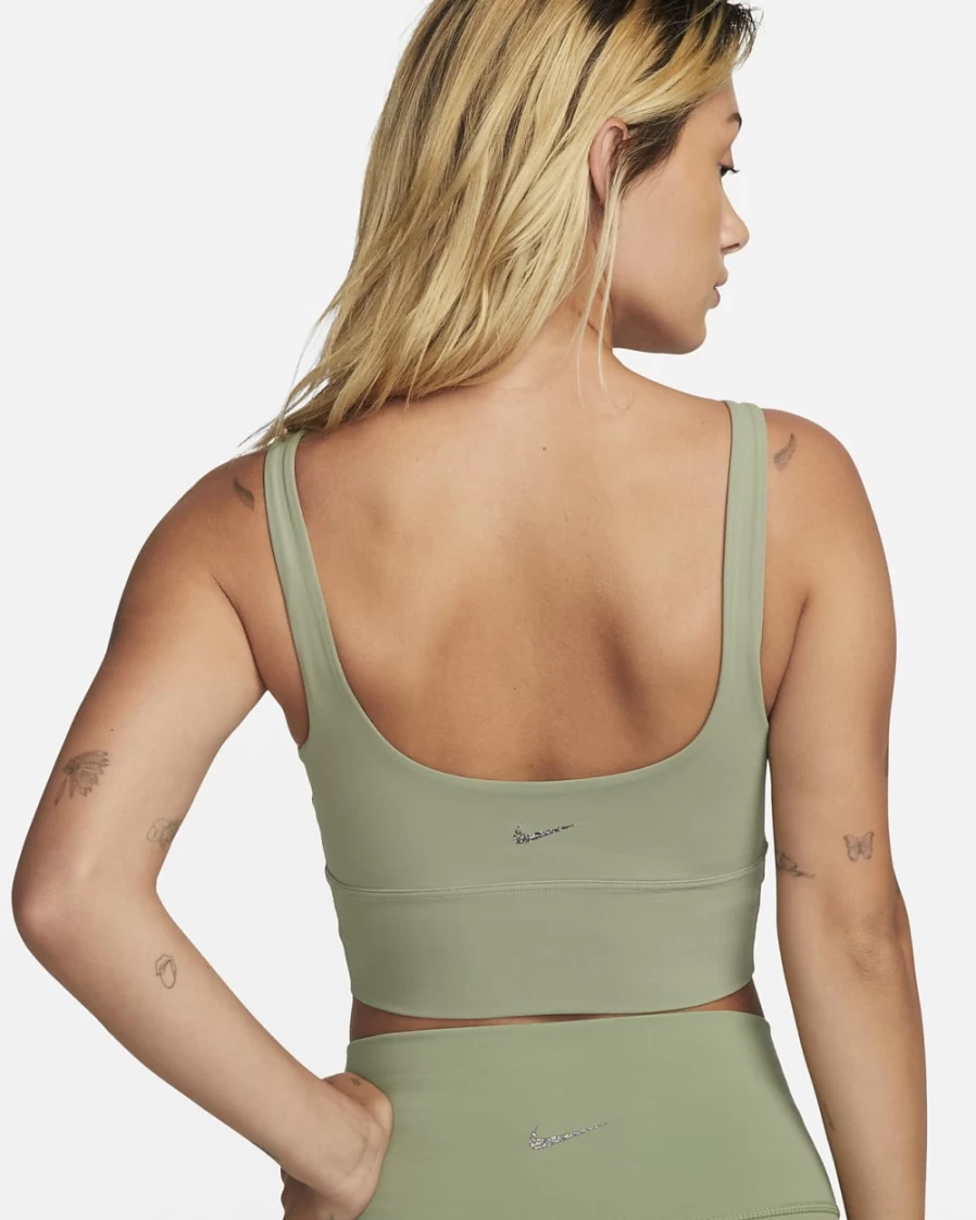 Nike Alate Solo Women's Light-Support Non-Padded Longline Sports Bra in Oil Green/Iron Grey