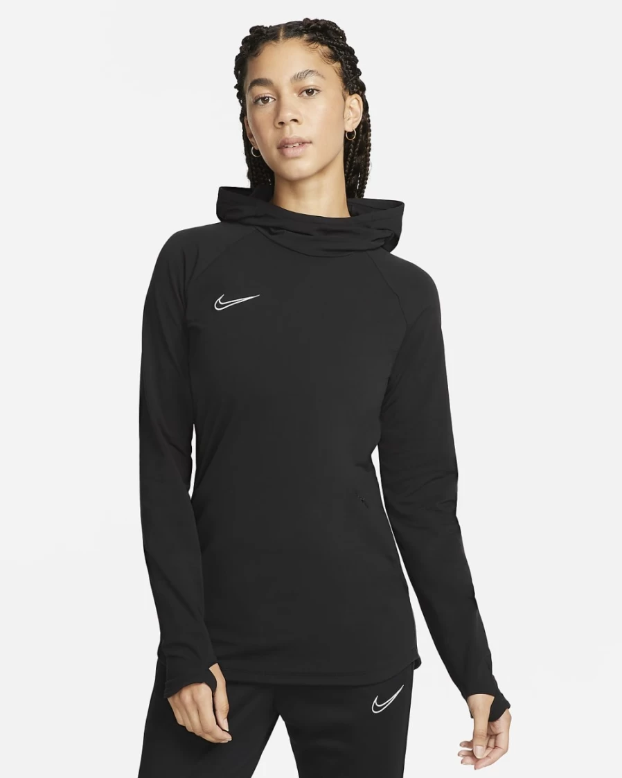 Nike Dri-FIT Academy Women's Hoodie - Black/White Pullover Sweatshirt for Women