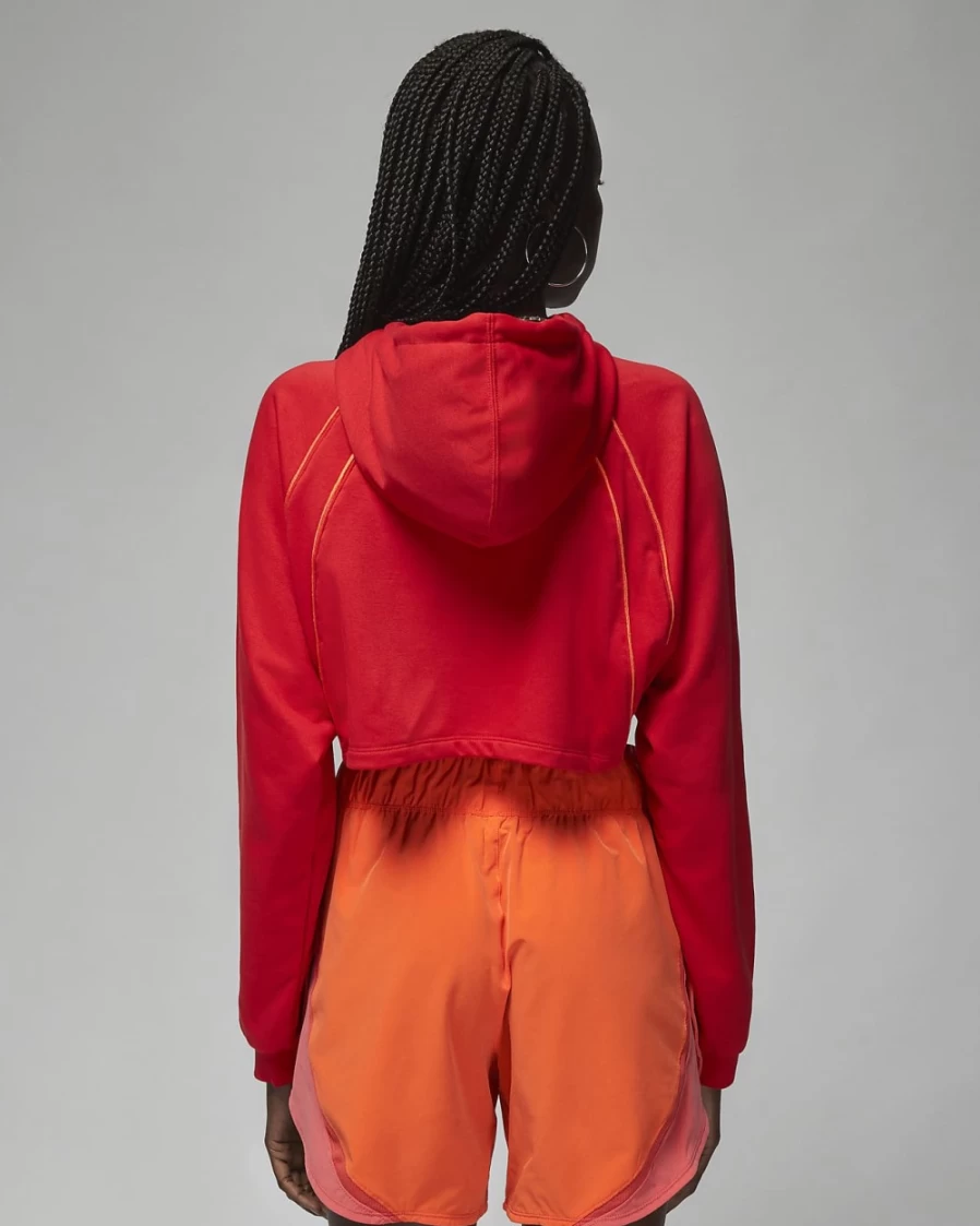Nike Jordan Sport Women's Cropped Pullover Hoodie - Fire Red/Safety Orange