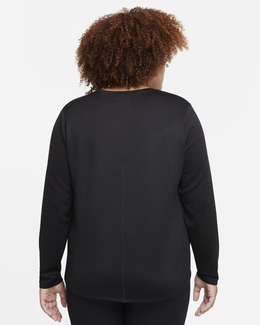 Nike Therma-FIT One Women's Plus Size Long-Sleeve Top - Black/White Thermal Workout Shirt