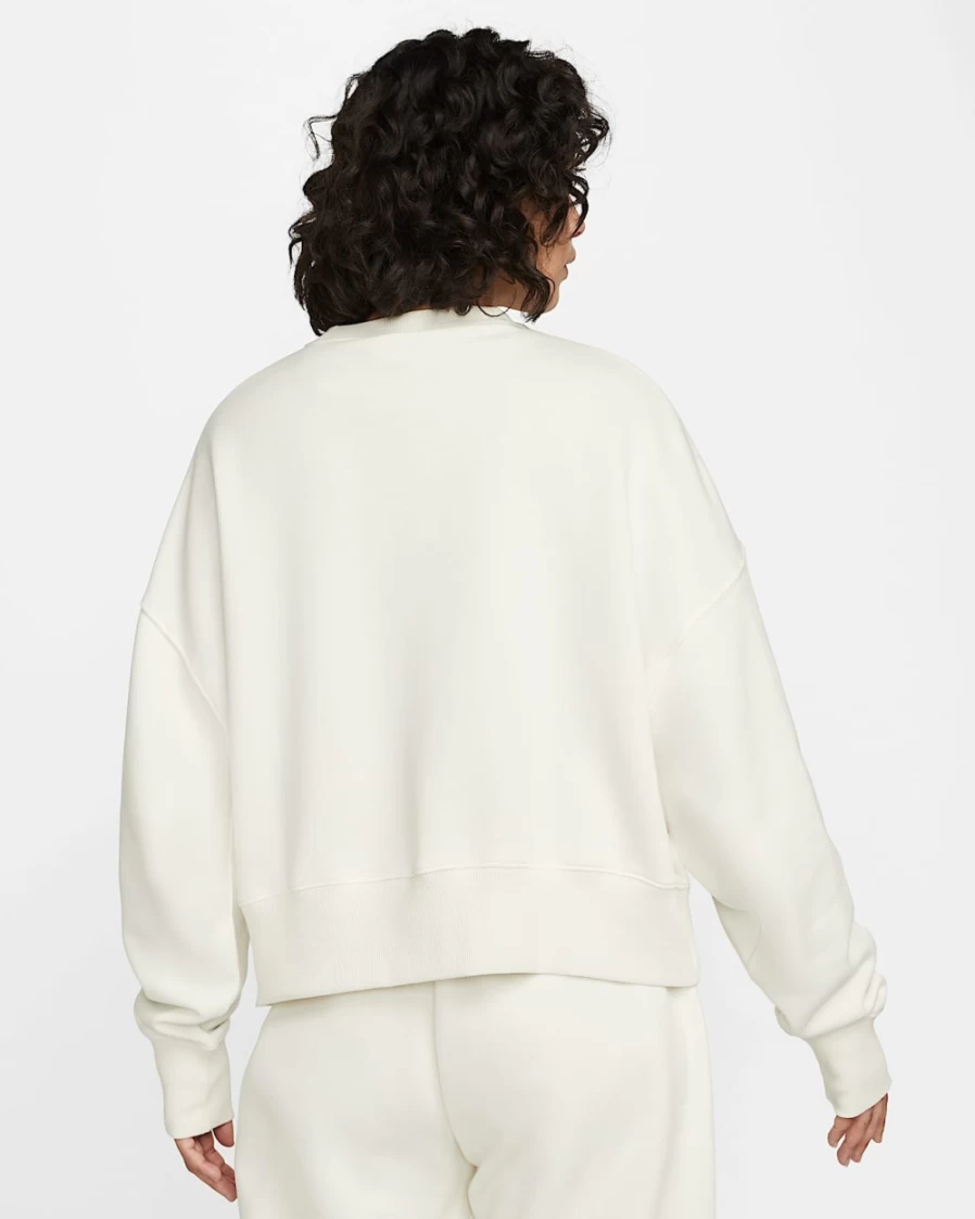 Nike Women's Phoenix Fleece Oversized Crewneck Sweatshirt in Sail/Black - Comfortable & Stylish Sportswear