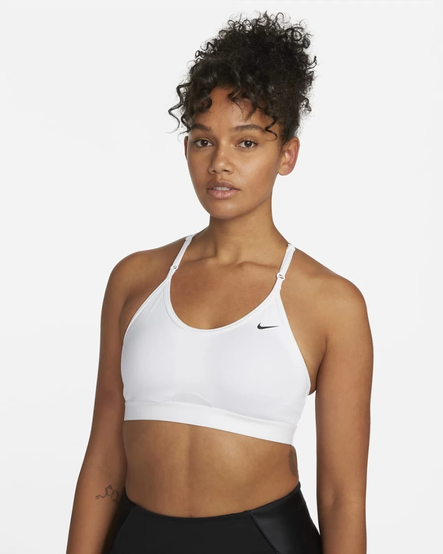 Nike Indy Strappy Women's Light-Support Padded Sports Bra - White/Black