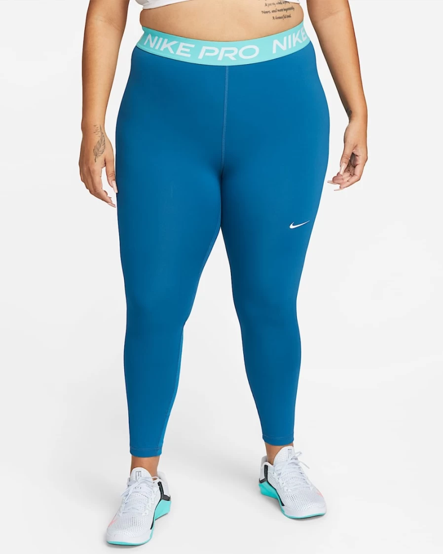 Nike Pro 365 Women's Plus Size Leggings - Marina/Washed Teal/White - High-Waisted Workout Tights for Yoga & Running