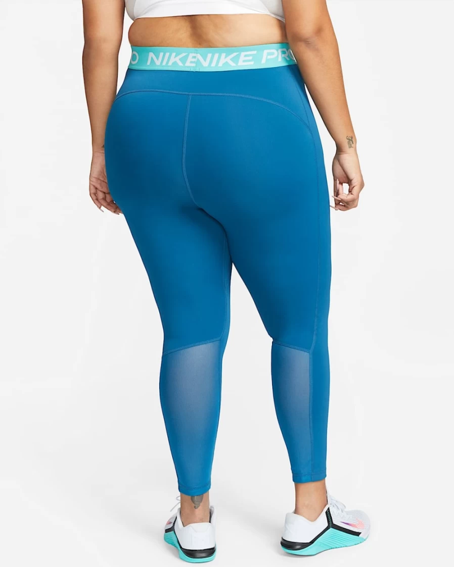 Nike Pro 365 Women's Plus Size Leggings - Marina/Washed Teal/White - High-Waisted Workout Tights for Yoga & Running