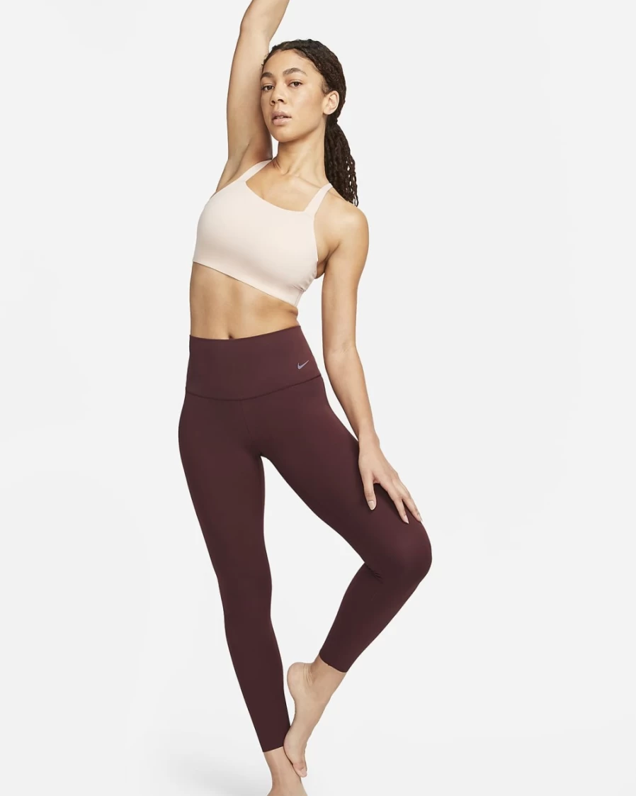 Nike Women's Zenvy Gentle-Support High-Waisted 7/8 Leggings in Burgundy Crush/Black - Comfort & Style