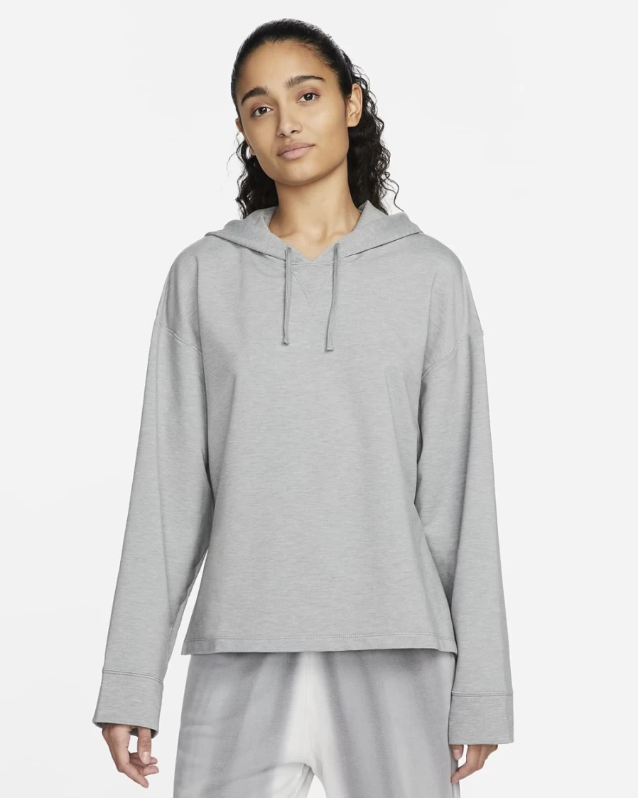Nike Women's Dri-FIT Yoga Fleece Hoodie - Particle Grey/Heather/Iron Grey
