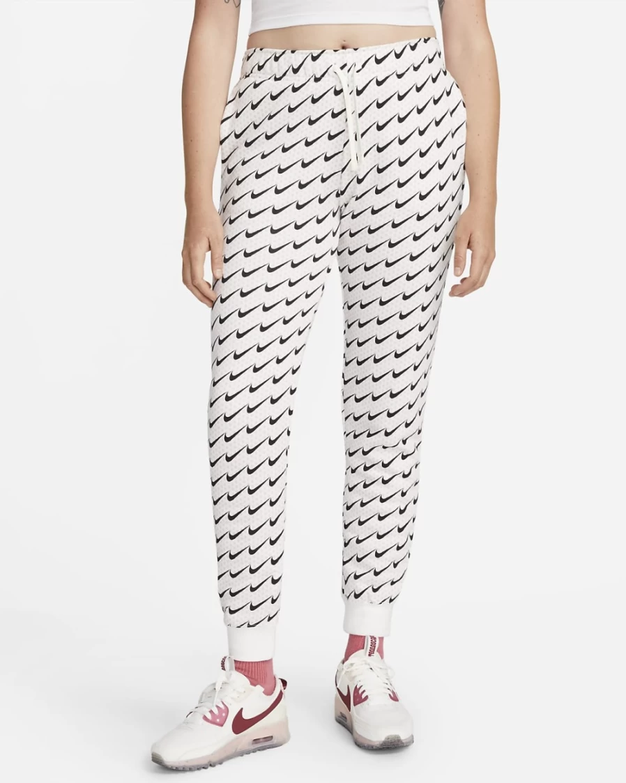 Nike Women's Club Fleece Monogram Sweatpants - Mid-Rise Fleece Joggers in Sail