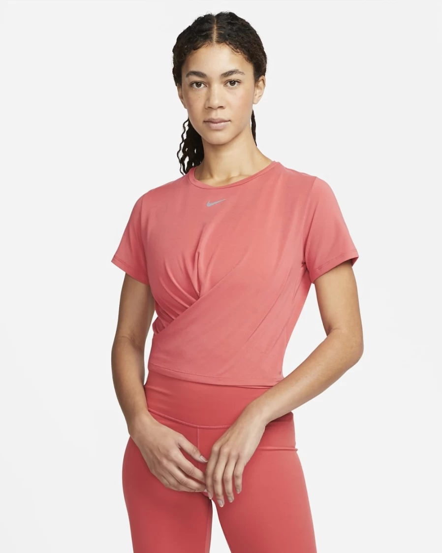 Nike Dri-FIT One Luxe Women's Cropped Short-Sleeve Top in Adobe - Moisture-Wicking Workout Shirt for Women