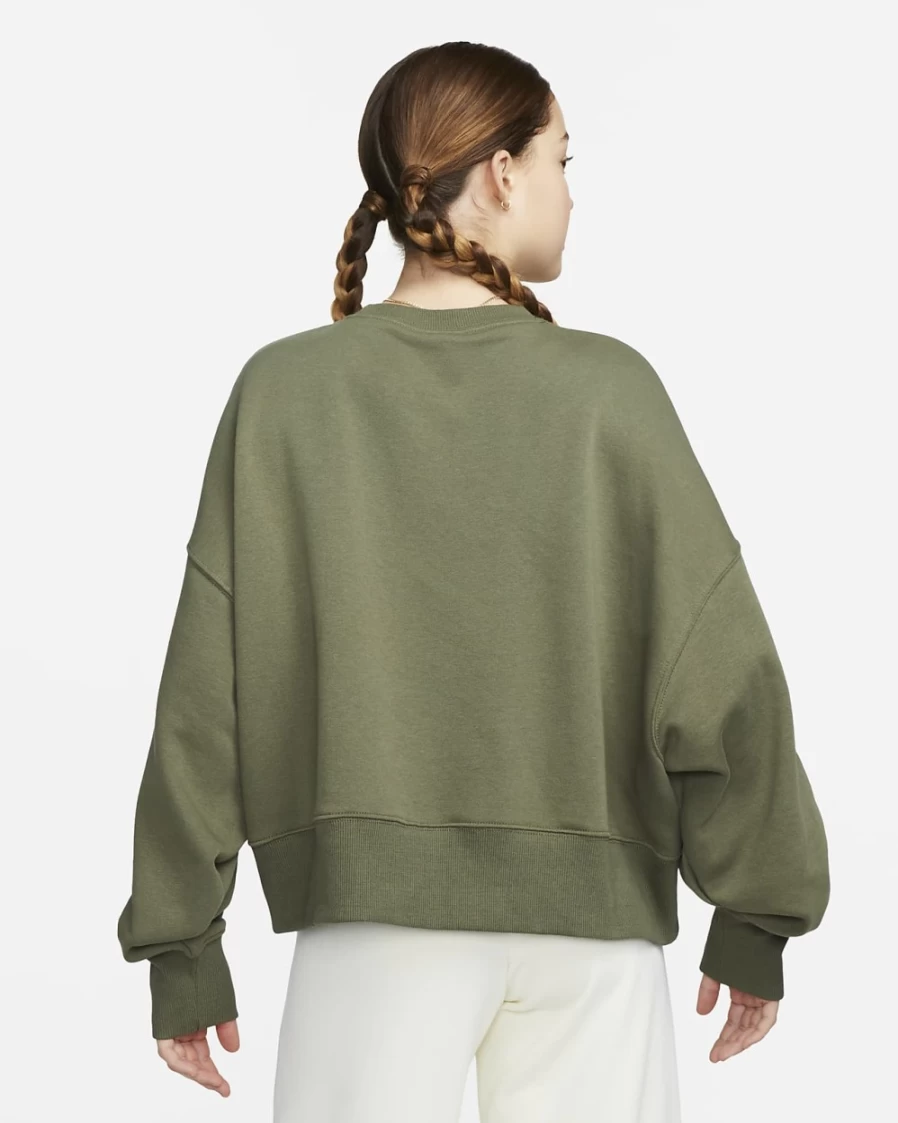 Nike Women's Medium Olive/Sail Phoenix Fleece Oversized Crewneck Sweatshirt - Sportswear