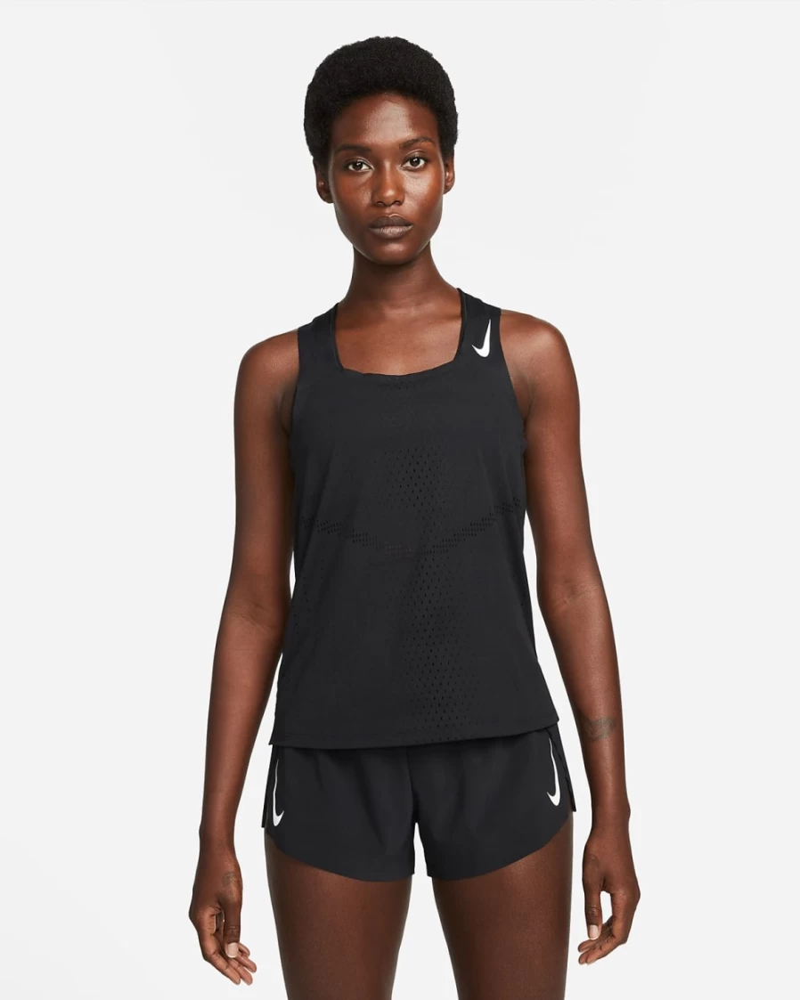 Nike Dri-FIT ADV AeroSwift Women's Running Singlet - Black/White - Breathable Performance Top for Racing