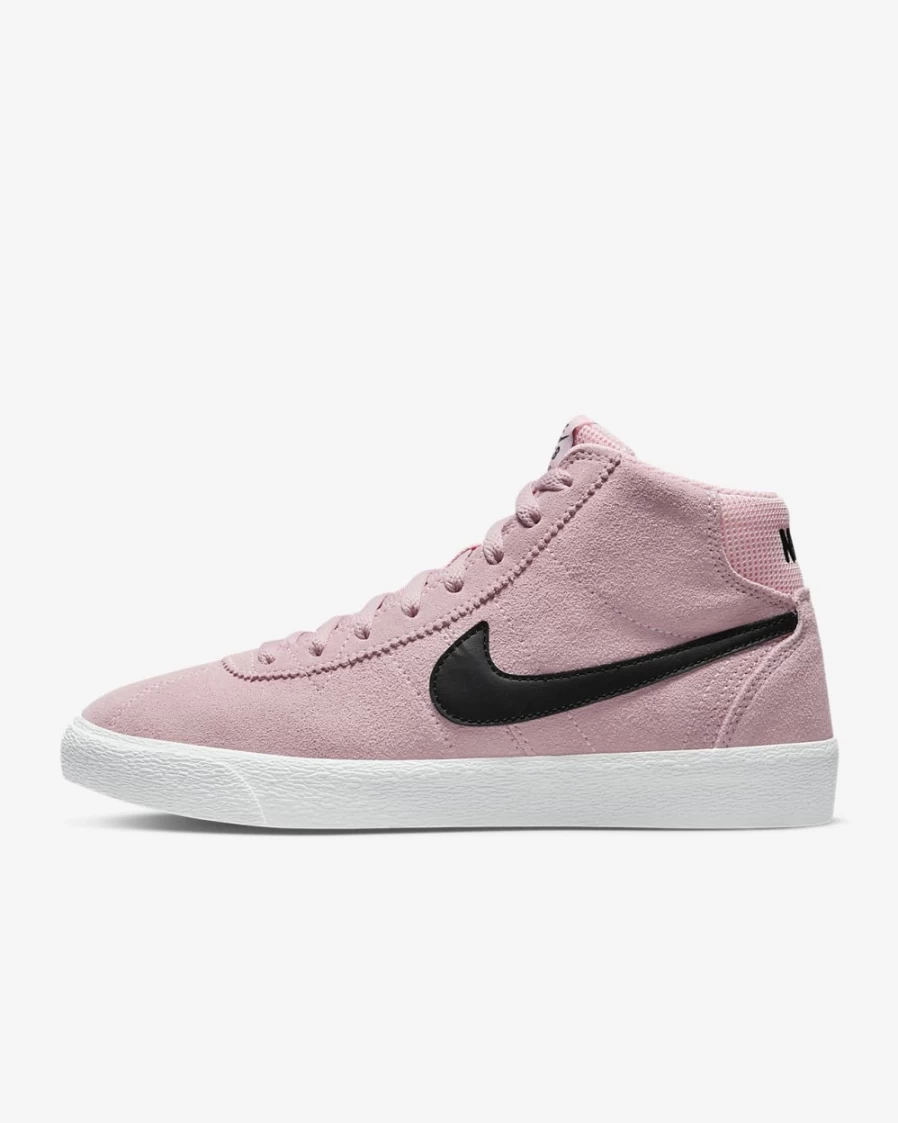 Nike SB Bruin High Skate Shoes for Women - Medium Soft Pink/Summit White/Black Retro Sneakers