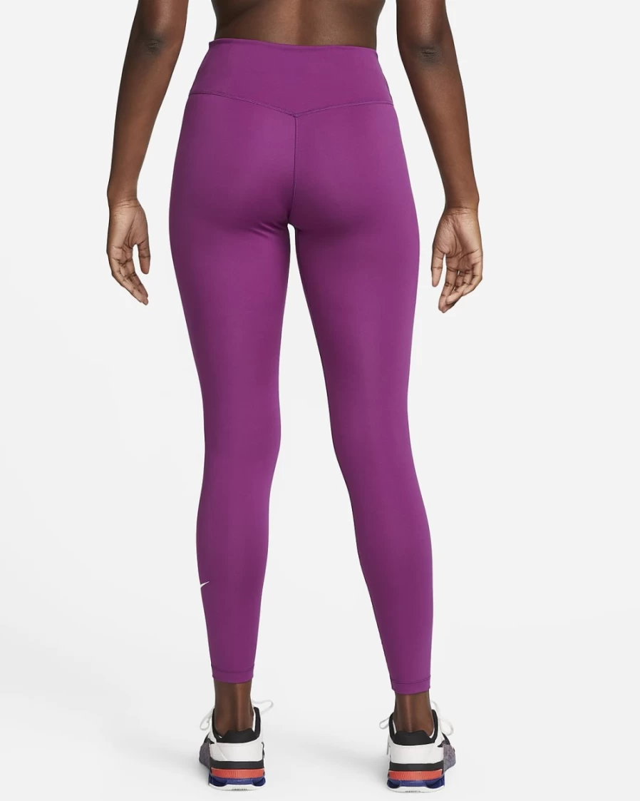 Nike Women's One Mid-Rise Leggings in Viotech/White - High-Waisted Workout Tights for Running & Training