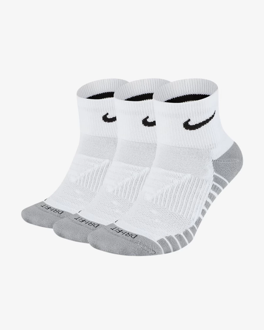 Nike Everyday Max Cushioned Training Socks 3-Pack for Men & Women - White/Wolf Grey/Black Ankle Socks