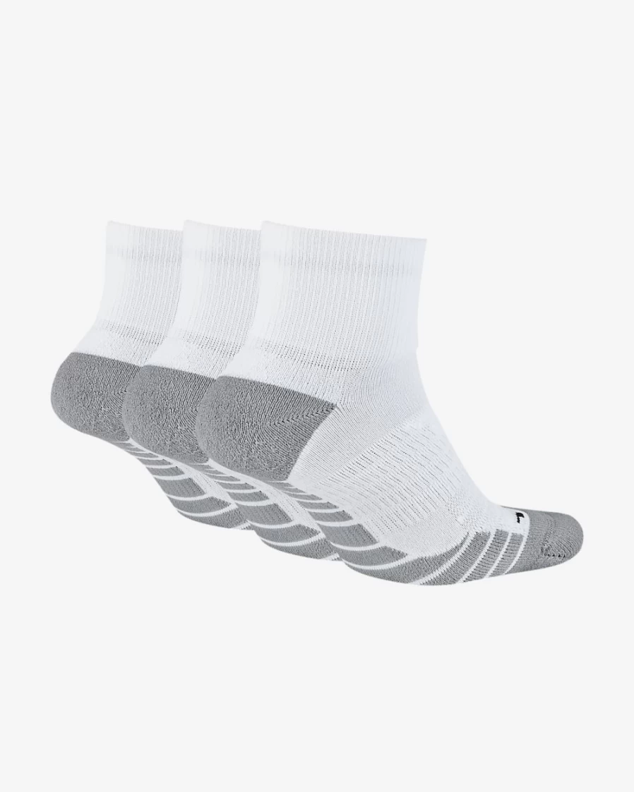 Nike Everyday Max Cushioned Training Socks 3-Pack for Men & Women - White/Wolf Grey/Black Ankle Socks