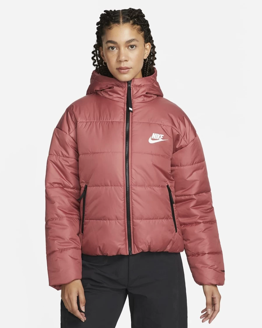Nike Therma-FIT Repel Hooded Jacket for Women - Canyon Rust/Desert Berry/Black/White - Weather-Resistant Sportswear
