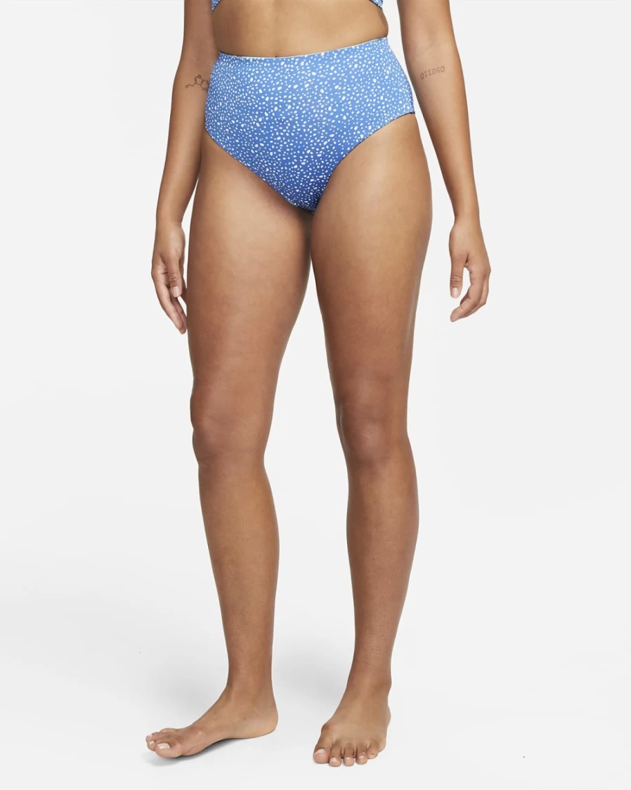 Nike Women's Pacific Blue Reversible High Waist Cheeky Bottom Swimwear