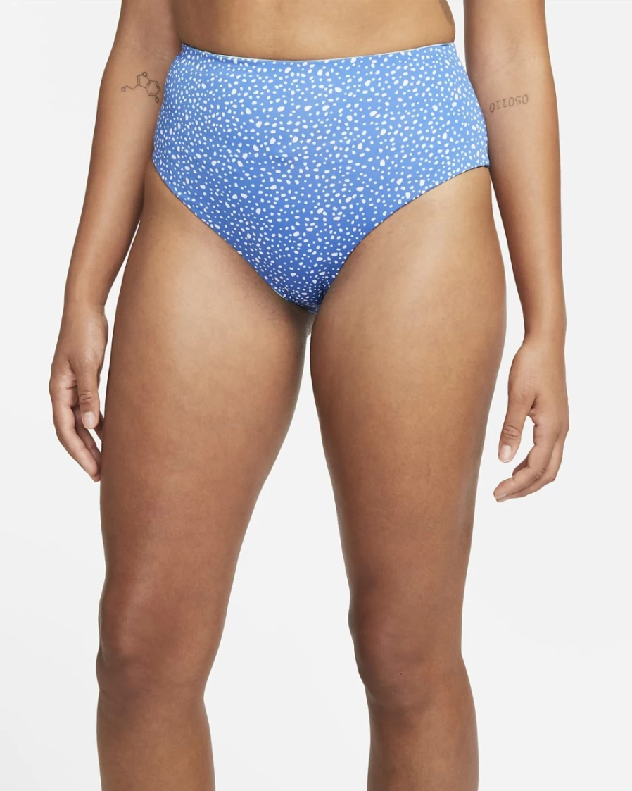 Nike Women's Pacific Blue Reversible High Waist Cheeky Bottom Swimwear