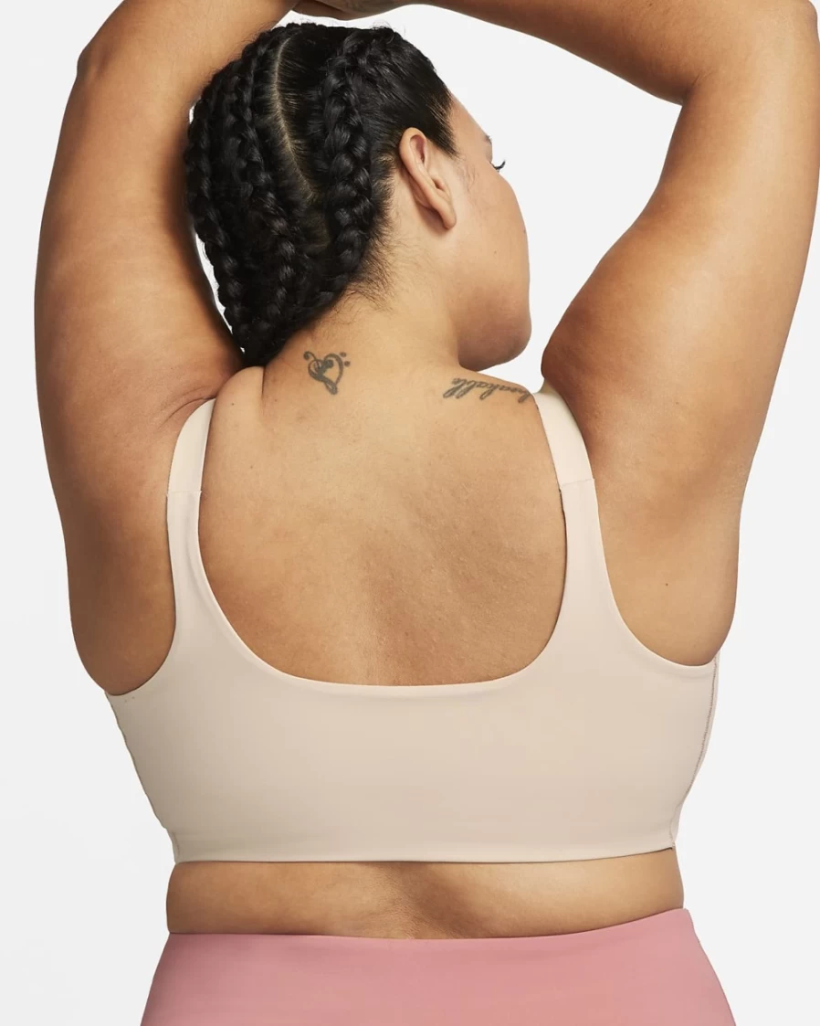 Nike Women's Plus Size Light-Support Yoga Alate Versa Sports Bra - Pink Oxford/Grey Fog, Lightly Lined for Comfort