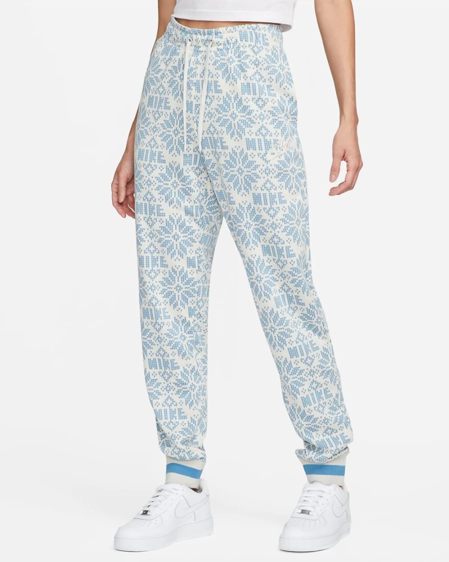 Nike Women's Light Bone Dutch Blue Club Fleece Essential Holiday Sweatpants Sportswear