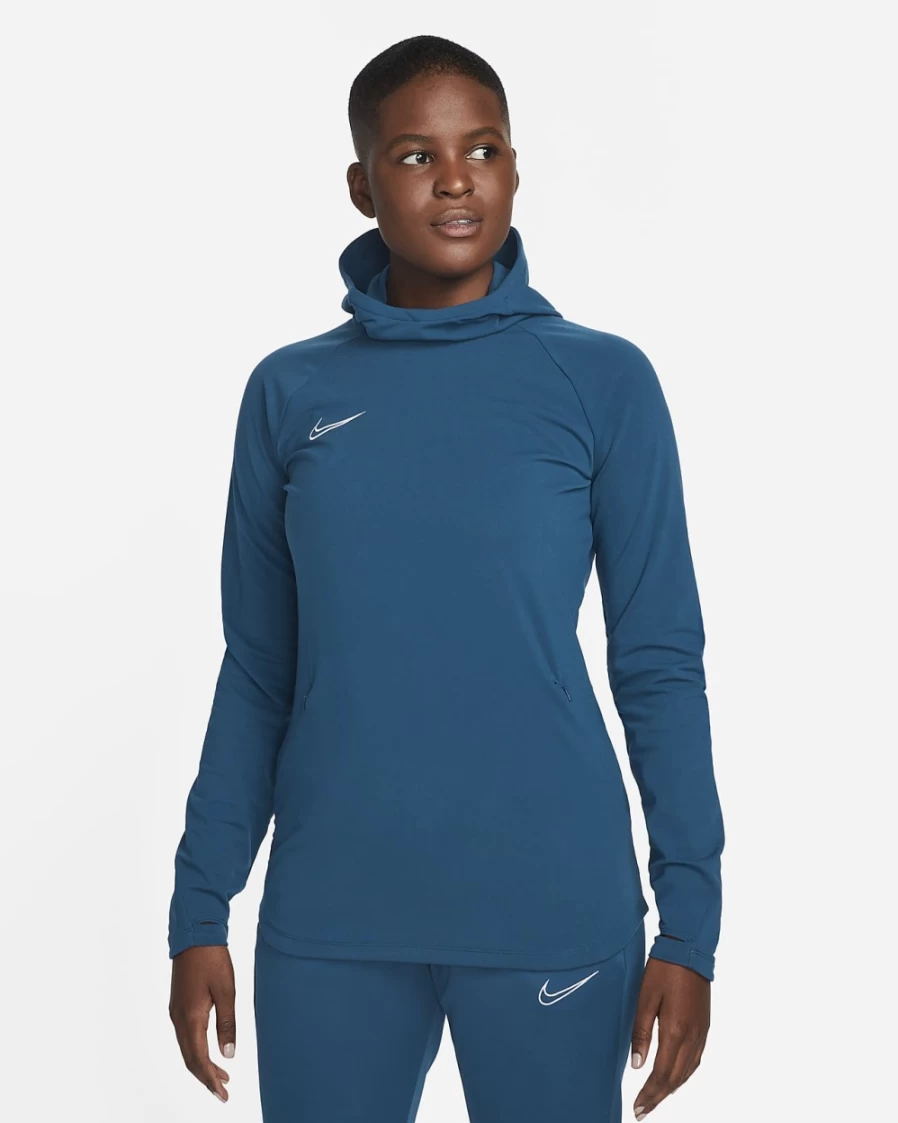 Nike Dri-FIT Academy Women's Hoodie - Valerian Blue/White - Breathable Pullover Sweatshirt for Women