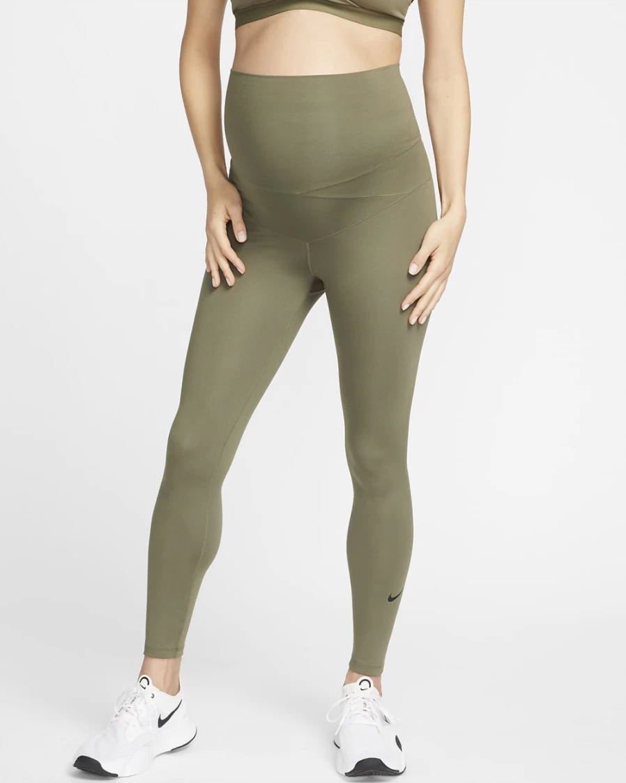 Nike One (M) Women's Medium Olive/Black High-Waisted Maternity Leggings
