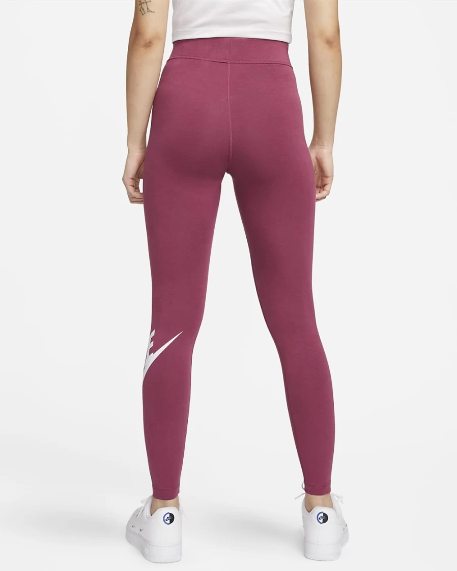Nike Women's High-Waisted Logo Leggings - Rosewood/White, Sportswear Essential Fitness Yoga Pants