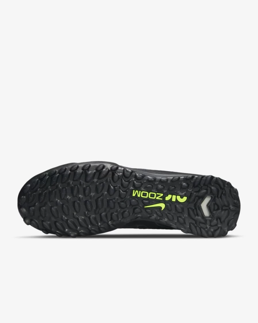 Nike Zoom Mercurial Vapor 15 Academy TF Turf Soccer Shoes for Men & Women - Black/Summit White/Volt/Dark Smoke Grey
