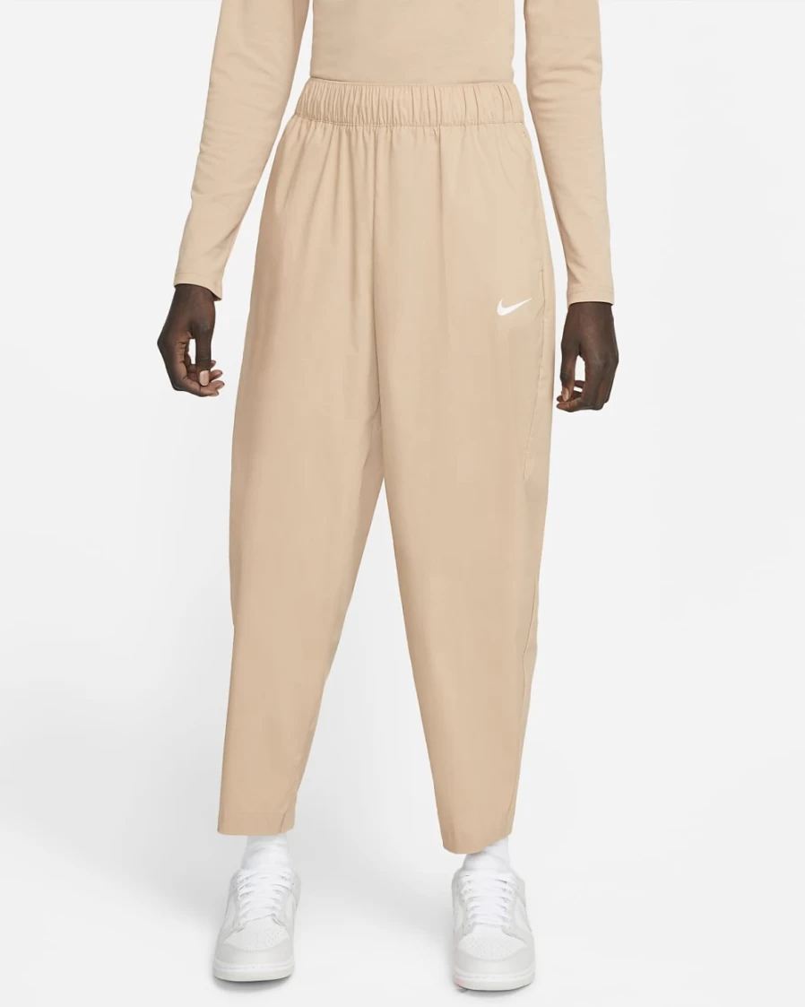 Nike Women's High-Rise Curve Fitness Pants - Hemp/White - Sportswear Essential Trousers