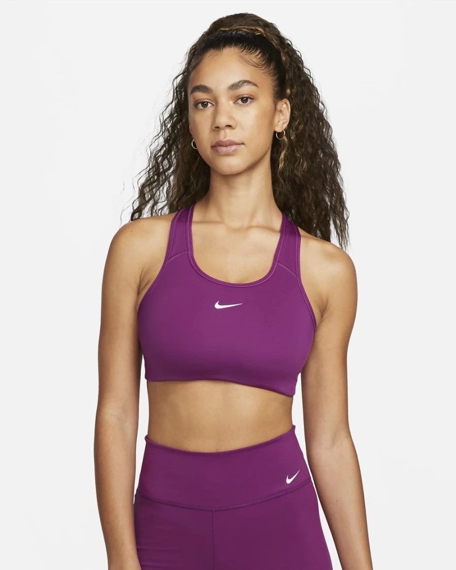 Nike Viotech/White Women's Medium-Support Swoosh 1-Piece Padded Sports Bra