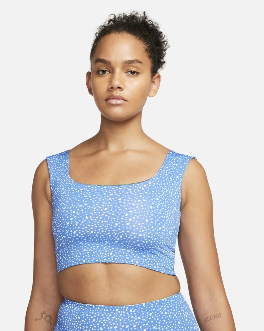 Nike Women's Reversible Crop Top - Pacific Blue Athletic Training Shirt