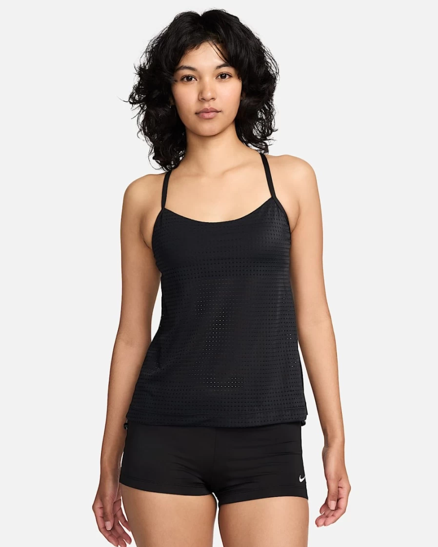 Nike Women's Black Layered Tankini Top - Essential Swimwear for Women