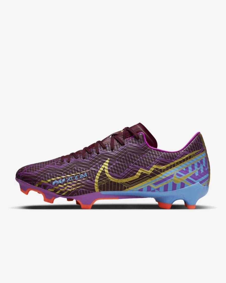 Nike Zoom Mercurial Vapor 15 Academy KM MG Multi-Ground Soccer Cleats for Men & Women - Dark Beetroot/University Blue/Vivid Purple/Metallic Gold