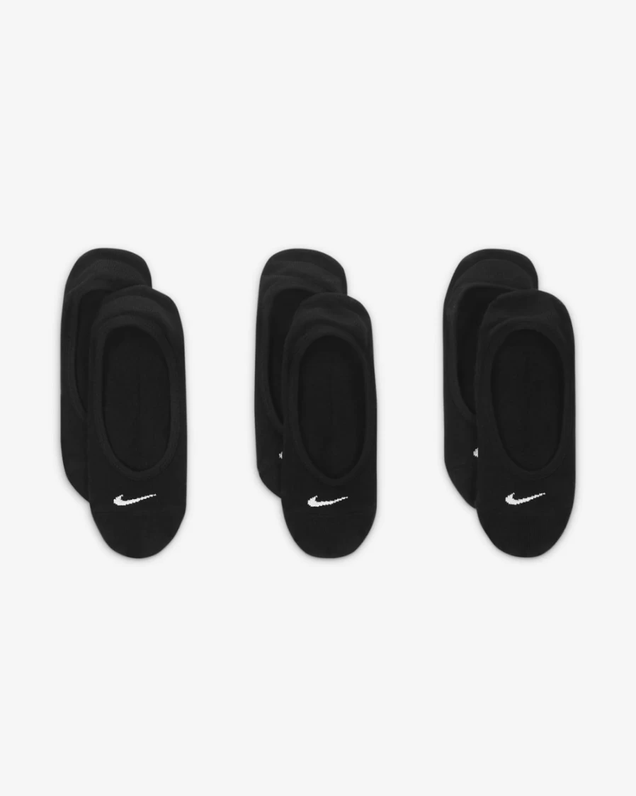 Nike Women's Black/White Lightweight Training Socks - 3-Pack Footie Socks for Everyday Workouts
