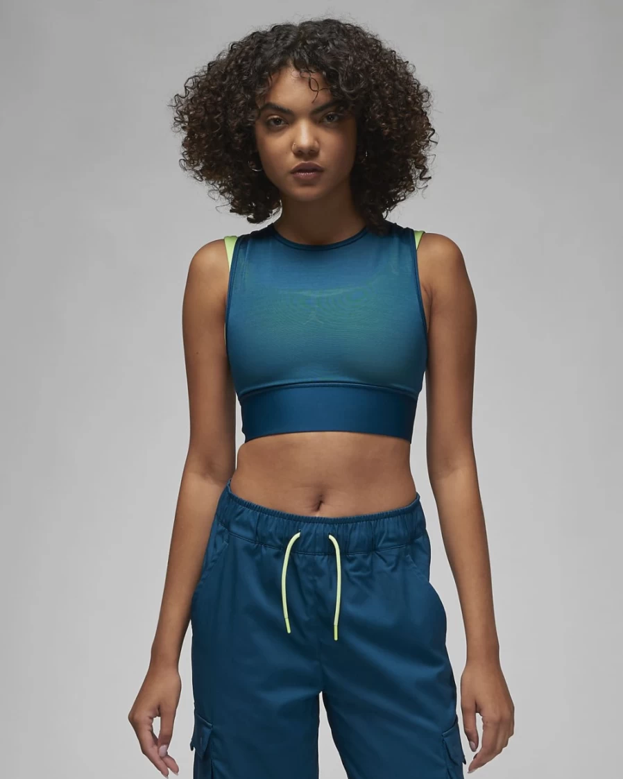 Nike Jordan Sport Women's Medium-Support Lightly Lined Sports Bra - Valerian Blue/Key Lime/New Emerald