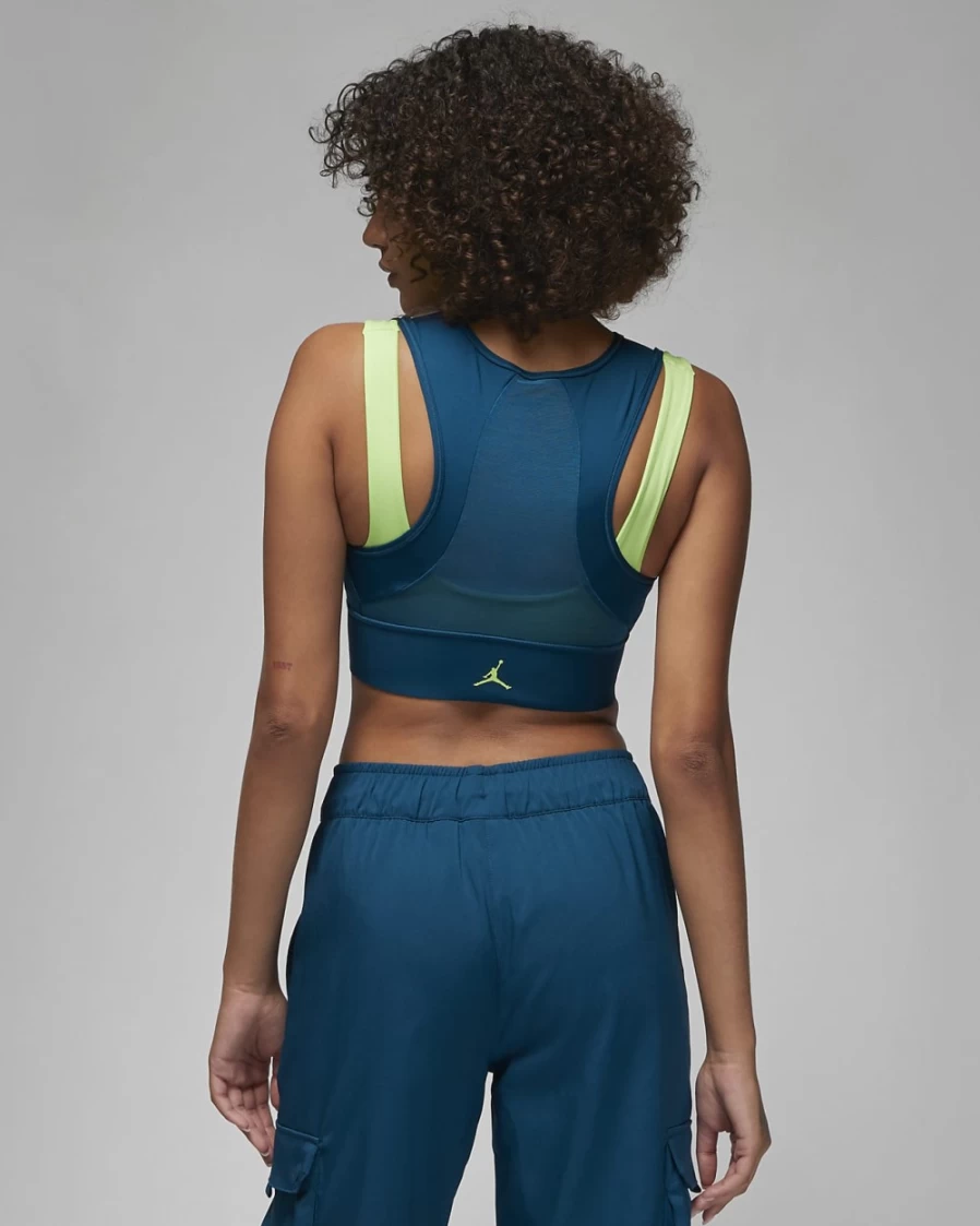 Nike Jordan Sport Women's Medium-Support Lightly Lined Sports Bra - Valerian Blue/Key Lime/New Emerald
