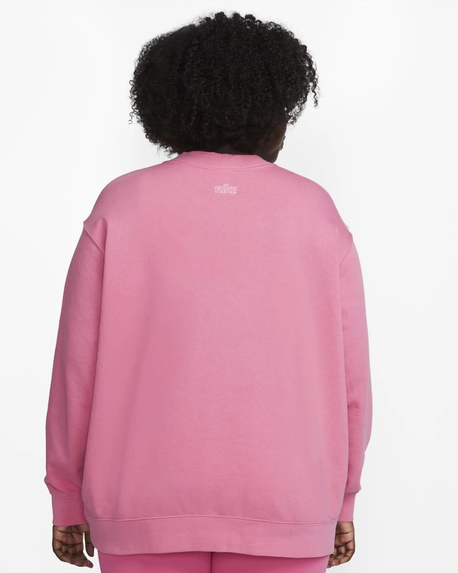 Nike Dri-FIT Women's Plus Size Graphic Crewneck Sweatshirt in Pinksicle/White - Moisture-Wicking Workout Top