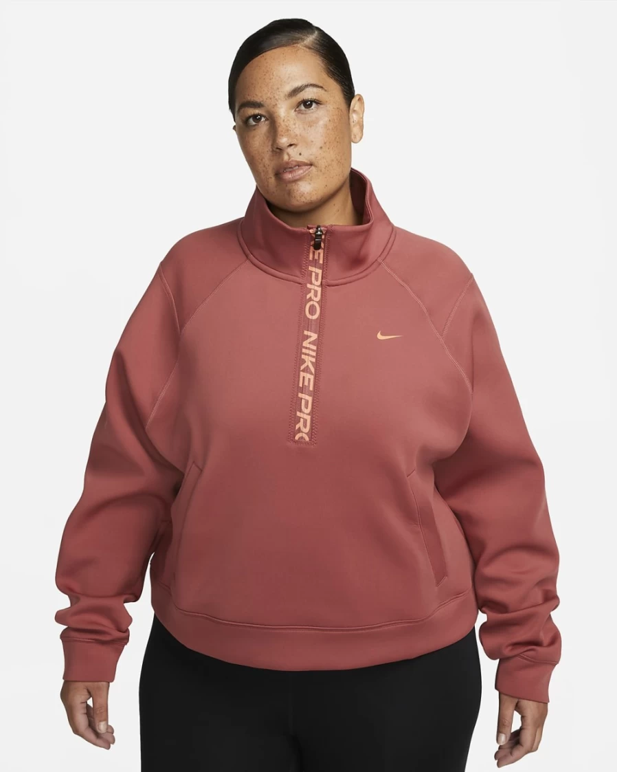 Nike Dri-FIT Women's Plus Size 1/2-Zip Training Top in Canyon Rust/Orange Trance